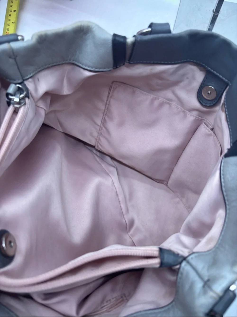 Coach Gray and Black Leather Shoulder Bag As In Condition CP10048